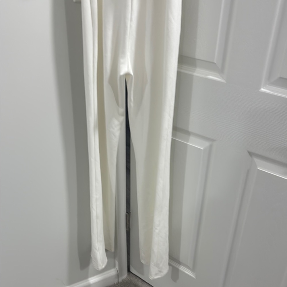 Windsor White Ruffled Jumpsuit with Wide-Leg Pants - Picture 7 of 9